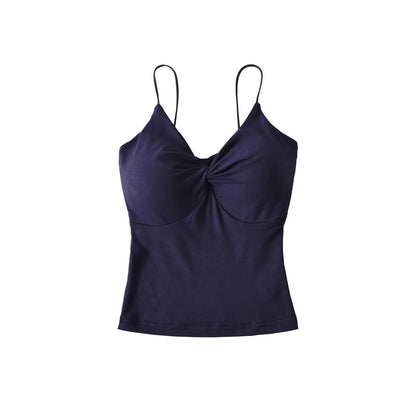 V-Neck Plain Knotted Camisole Top
