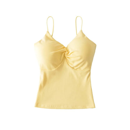 V-Neck Plain Knotted Camisole Top