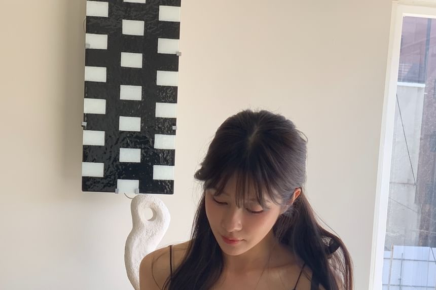 Plain Textured Ruffled Hem Camisole Top