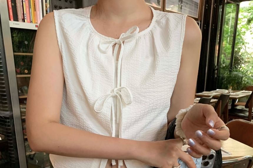 Striped Tie-Front Slim-Fit Tank Top
