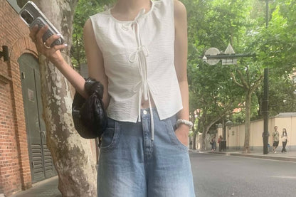 Striped Tie-Front Slim-Fit Tank Top