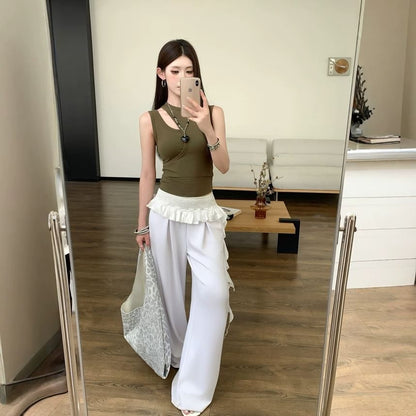 Plain Asymmetric Cut-Out Slim-Fit Tank Top