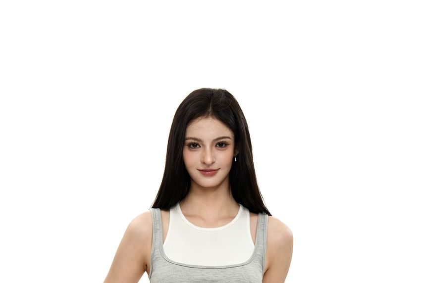 Set: Round Neck Tank Top & Square Neck Crop Tank Top
