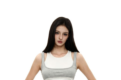 Set: Round Neck Tank Top & Square Neck Crop Tank Top