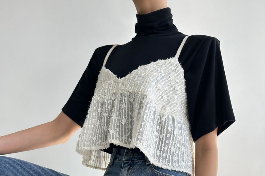 V-Neck Lace Crop Camisole Top
