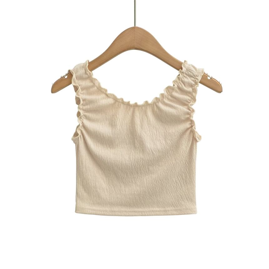 Ruffle Trim V-Neck Sleeveless Crop Top