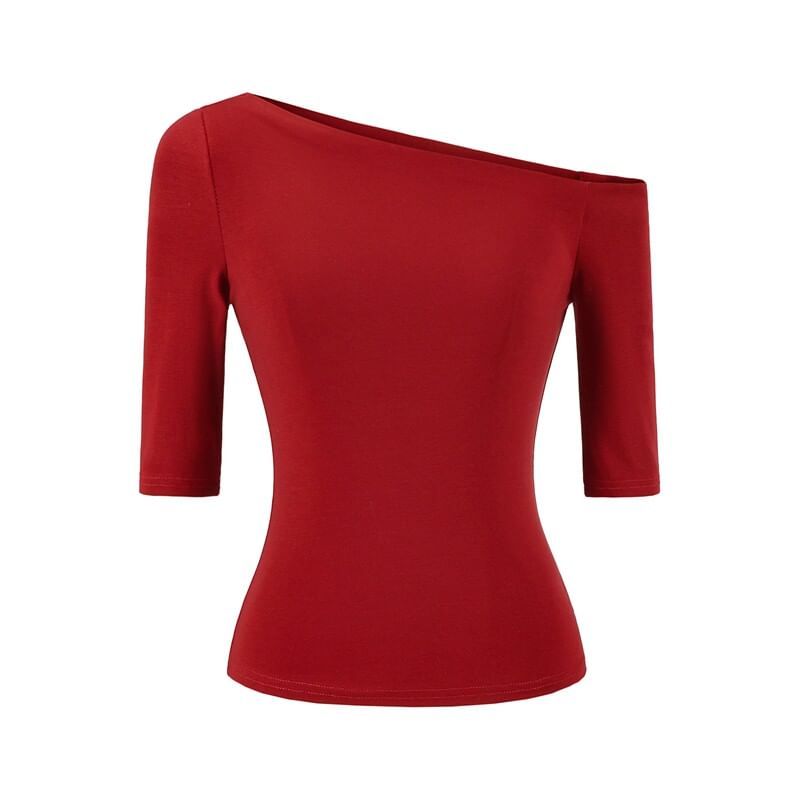 One Shoulder Elbow Sleeve Top