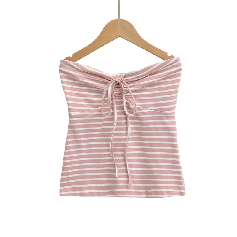Striped Drawstring Tube Top