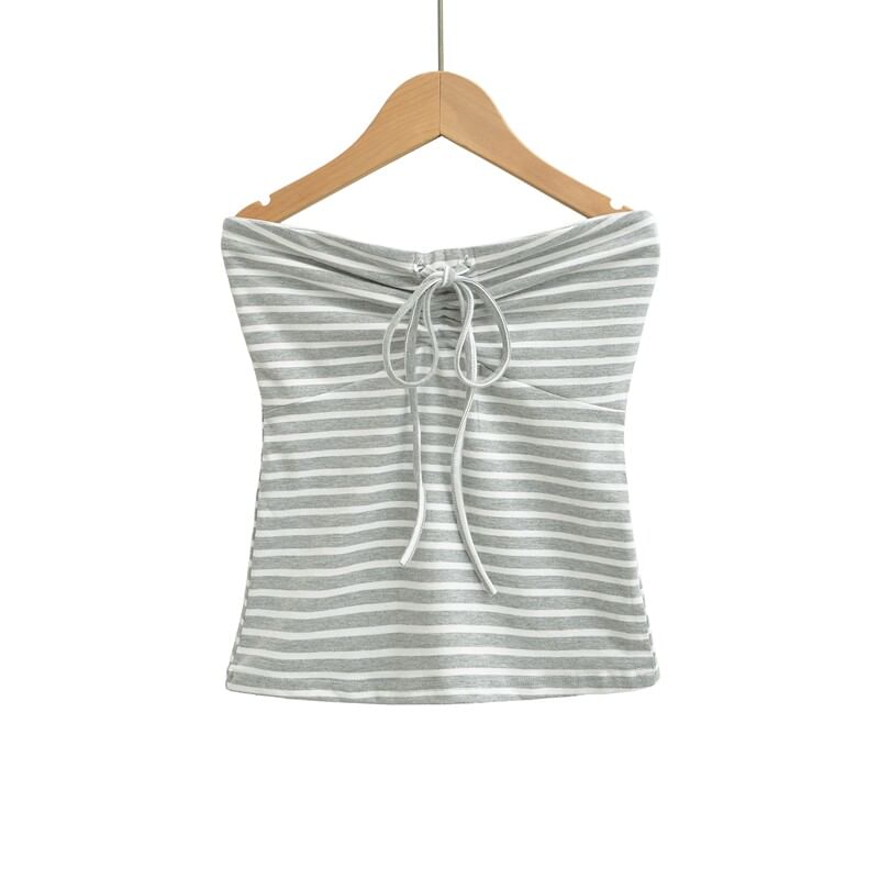 Striped Drawstring Tube Top