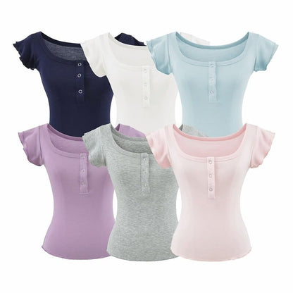 Flutter Sleeve Henley Tee