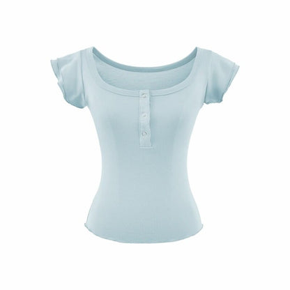 Flutter Sleeve Henley Tee