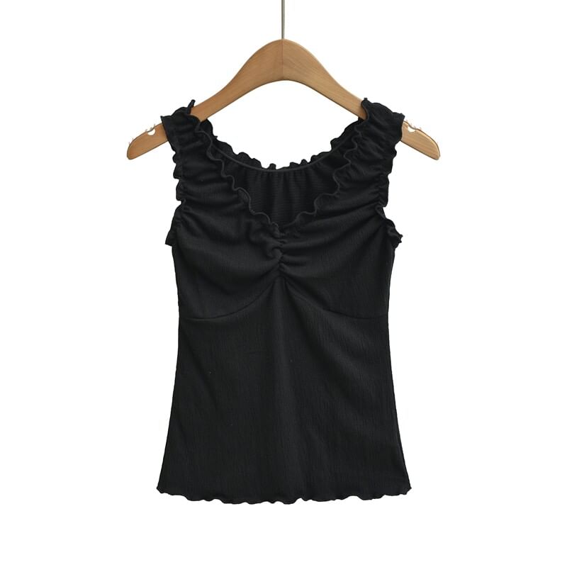 Frill Front V-Neck Tank Top
