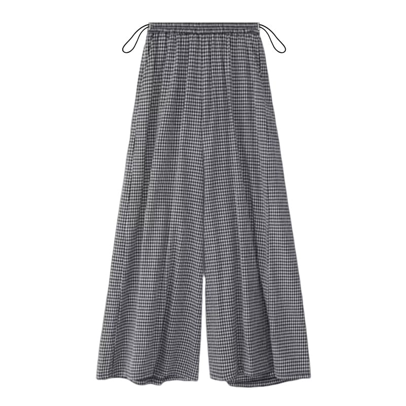 Maternity Crew Neck Lace Panel Tee & High Waist Checked Culottes