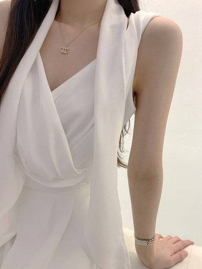 V-Neck Plain Ruched Cropped Tank Top