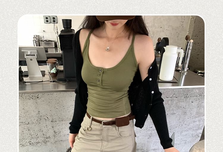Plain Button Camisole Top