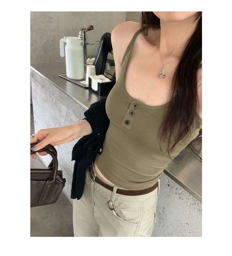 Plain Button Camisole Top