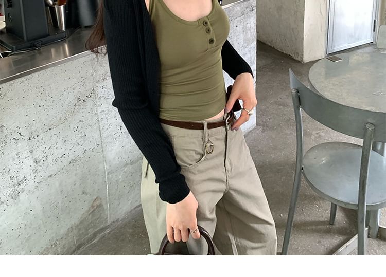 Plain Button Camisole Top
