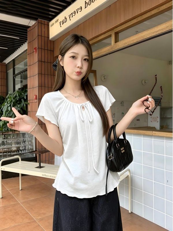 Short-Sleeve Crewneck Plain T-Shirt