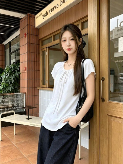 Short-Sleeve Crewneck Plain T-Shirt