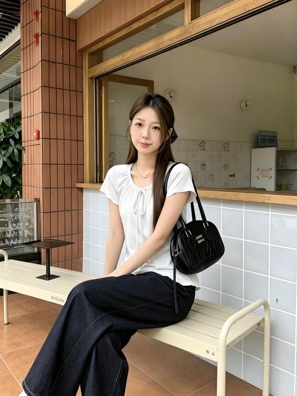 Short-Sleeve Crewneck Plain T-Shirt