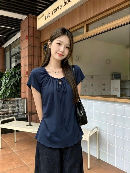 Short-Sleeve Crewneck Plain T-Shirt