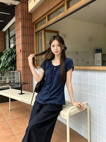 Short-Sleeve Crewneck Plain T-Shirt