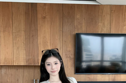 Short-Sleeve Henley Plain Knit Top