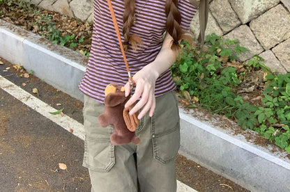 Short-Sleeve Off Shoulder Striped Knit Top