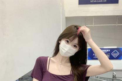Short-Sleeve Scoop Neck Plain Crop Top
