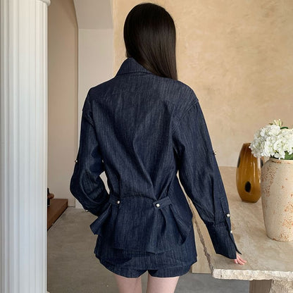 Button-Up Long Sleeve Shirt & Mini Skort Set
