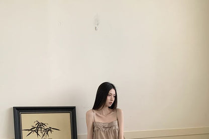 Mesh Panel Crop Camisole & Maxi A-Line Skirt Set