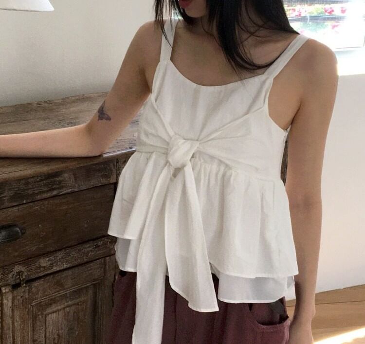 Plain Bow Flowy Camisole Top