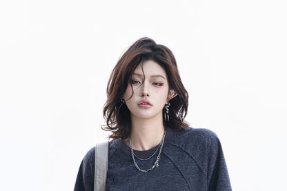 Short-Sleeve Crew Neck Plain Oversized T-Shirt