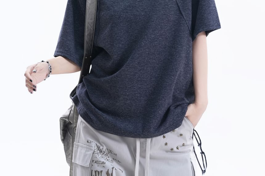 Short-Sleeve Crew Neck Plain Oversized T-Shirt