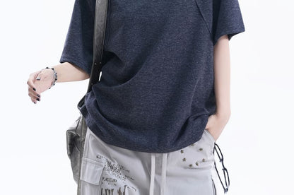 Short-Sleeve Crew Neck Plain Oversized T-Shirt