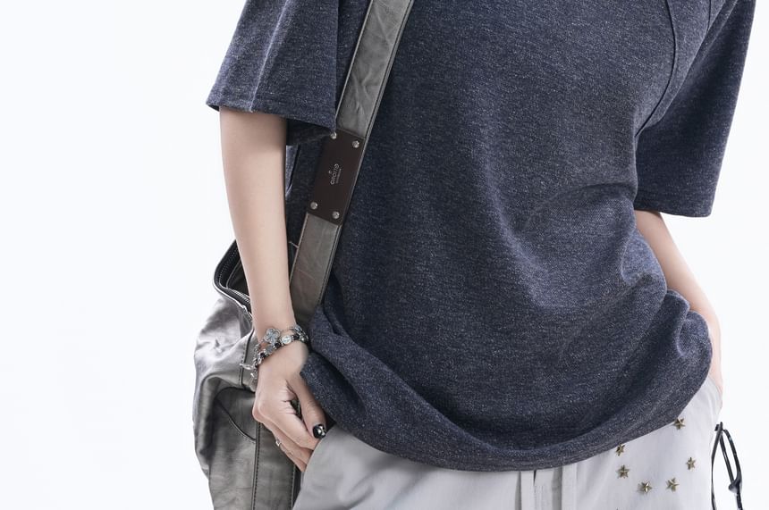 Short-Sleeve Crew Neck Plain Oversized T-Shirt