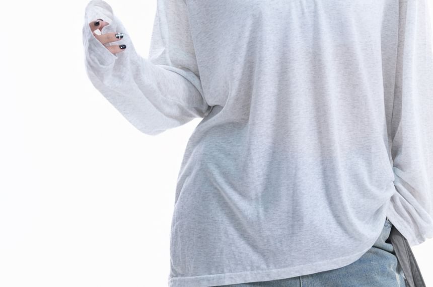 Long-Sleeve V-Neck Contrast Trim T-Shirt