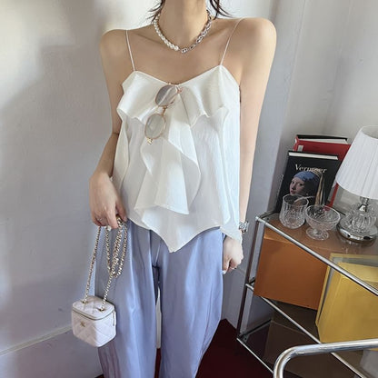 Asymmetric Ruffled Camisole Top