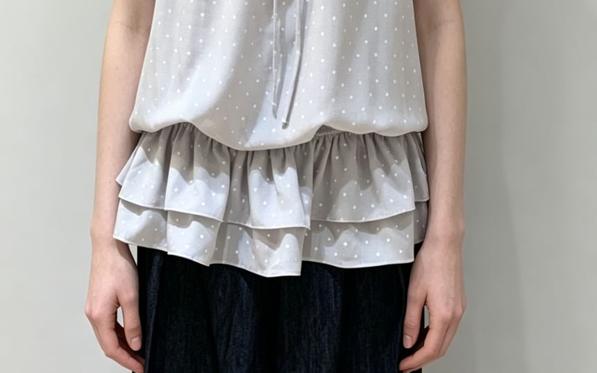 Cap Sleeve Scoop Neck Ruffled Trim Top with Halter Neck Tank Set