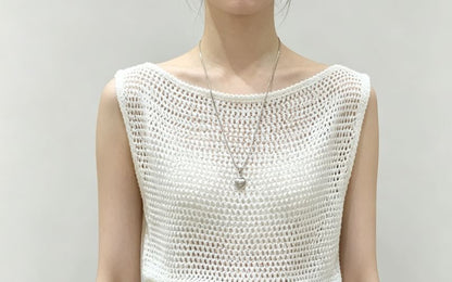 Boat Neck Crochet Knit Tank Top - Plain