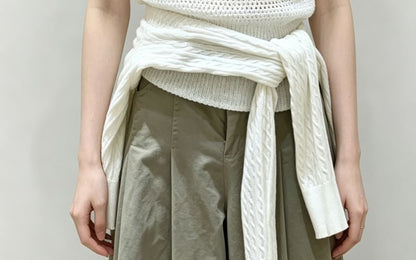 Boat Neck Crochet Knit Tank Top - Plain