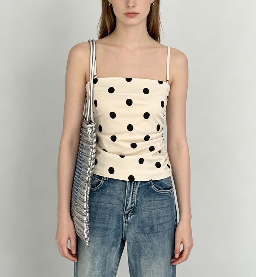 Polka Dot Slim-Fit Camisole Top - Solid