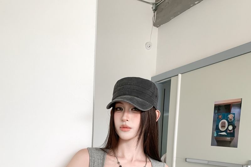 Square Neck Sleeveless Crop Top