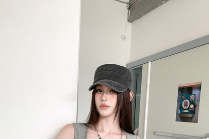 Square Neck Sleeveless Crop Top