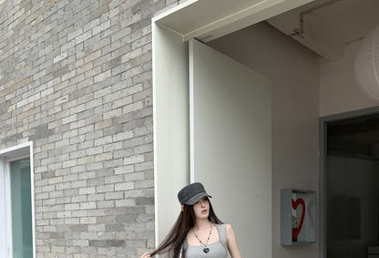 Square Neck Sleeveless Crop Top