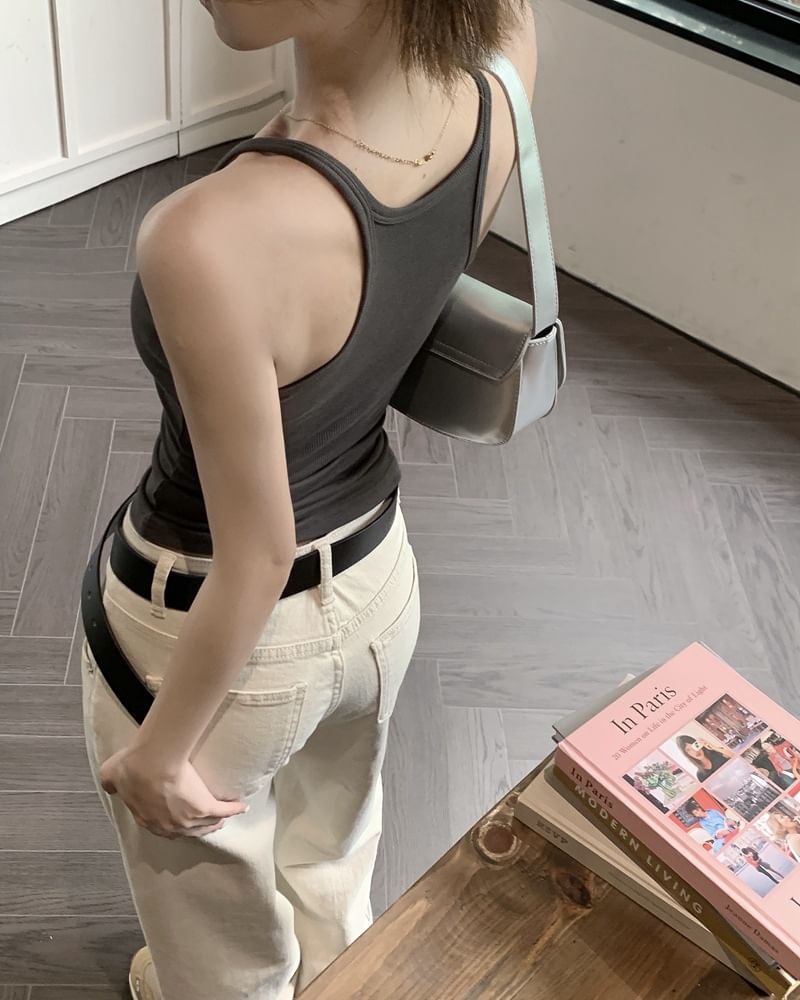 Crop Camisole Scoop Neck Top - Solid