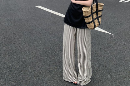 High-Waisted Pinstripe Wide Leg Pants Set with Sleeveless Top