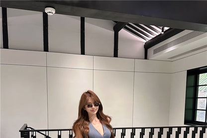 Lace-Up Sleeveless Crop Top with Low Waist Hot Pants