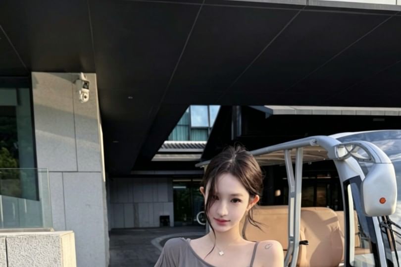Cold Shoulder Elbow-Sleeve Crop Top - Solid