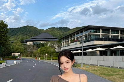 Elbow-Sleeve Cold Shoulder Plain Crop Top